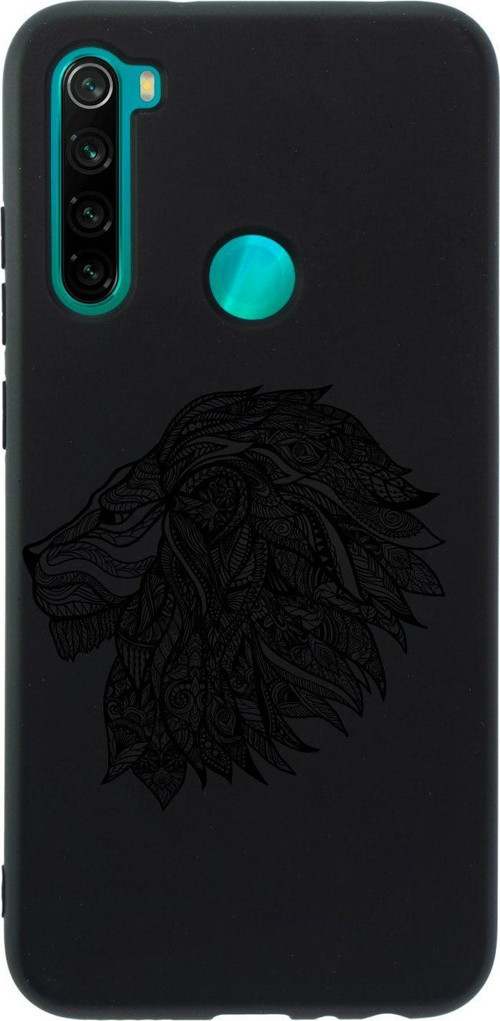 Xiaomi Redmi Note 8 Çizim Aslan Desenli Premium Silikonlu Lansman Siyah Telefon Kılıfı