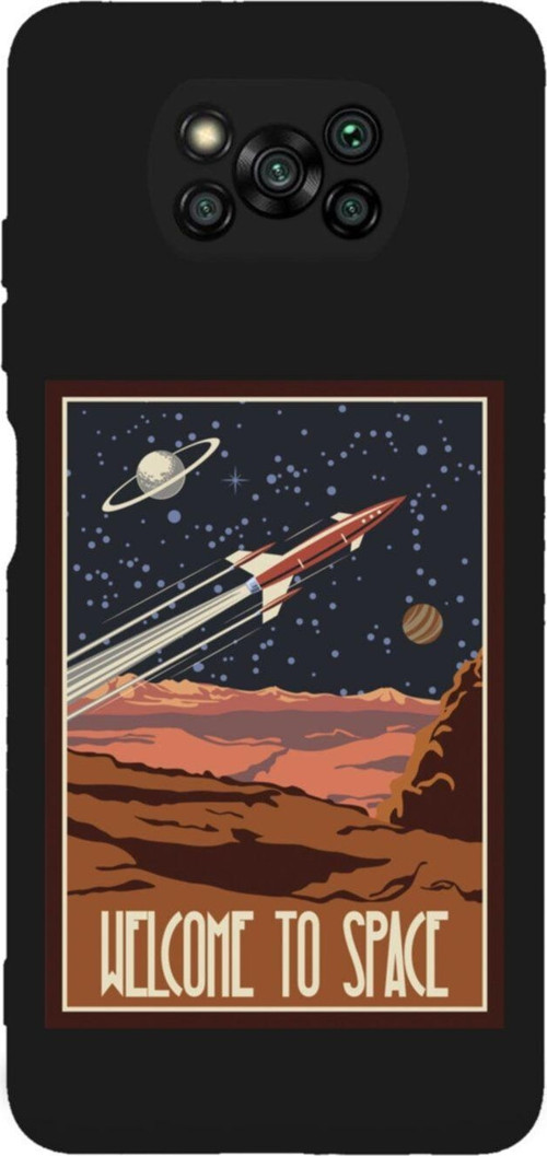 Poco X3 Welcome To Space Tasarımlı Premium Silikonlu Lansman Siyah Telefon Kılıfı