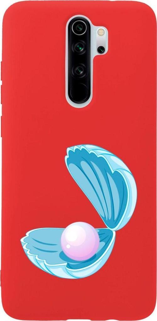 Xiaomi Redmi Note 8 Pro Incili Deniz Desenli Premium Silikonlu Lansman Kırmızı Telefon Kılıfı