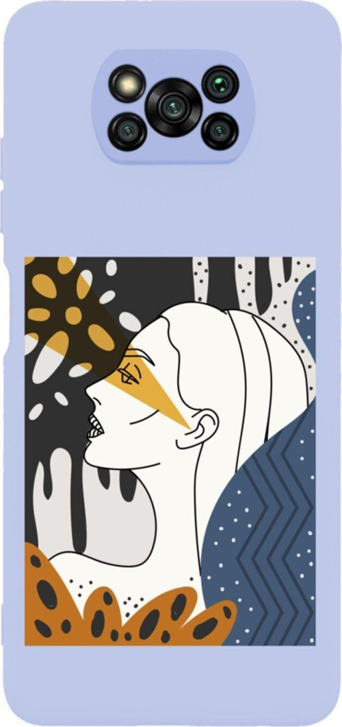 Poco X3 Pro Face Art Poster Premium Silikonlu Lansman Lila Telefon Kılıfı