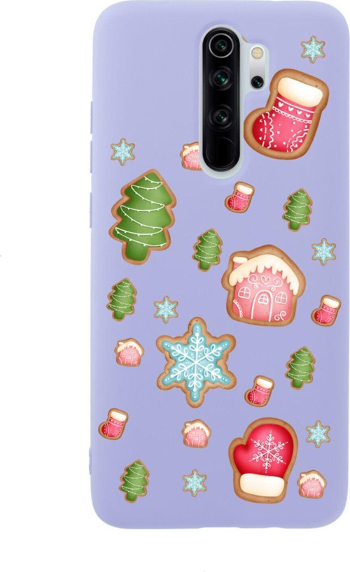 Xiaomi Redmi Note 8 Pro Christmas Tasarımlı Premium Silikonlu Lansman Lila Telefon Kılıfı