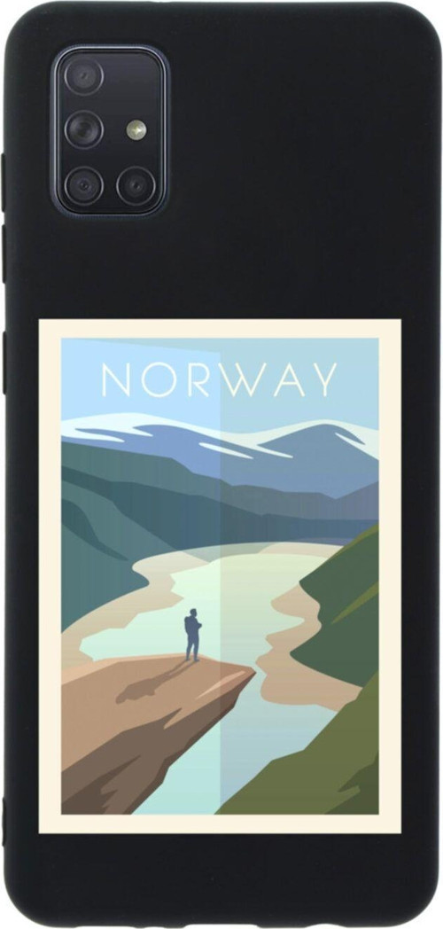 Samsung A71 Norway Premium Silikonlu Lansman Siyah Telefon Kılıfı