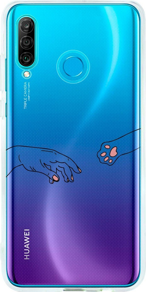 Huawei P30 Lite Hand And Paw Şeffaf Telefon Kılıfı