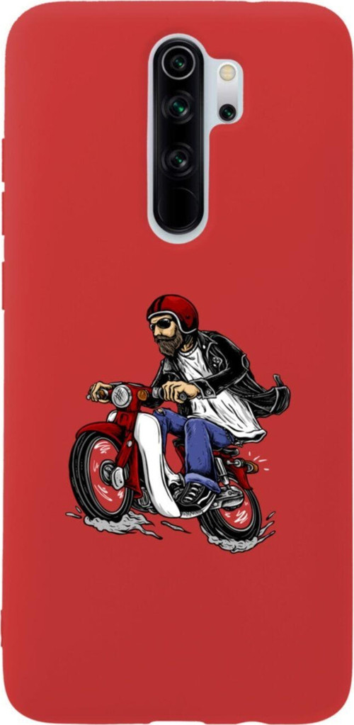 Xiaomi Redmi Note 8 Pro Motobiker Premium Silikonlu Lansman Kırmızı Telefon Kılıfı