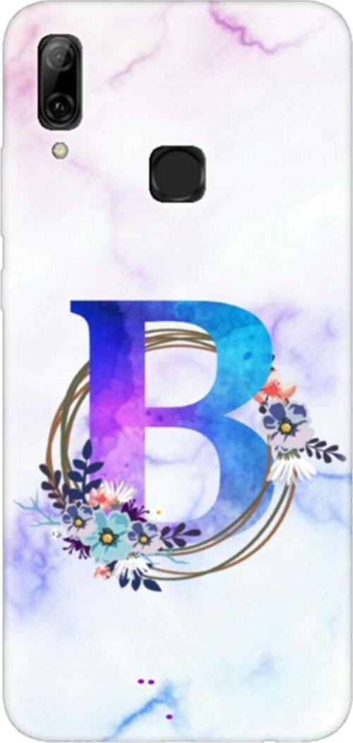 Huawei Psmart 2019 Renkli Mermer Desen B Harfli Telefon Kılıfı