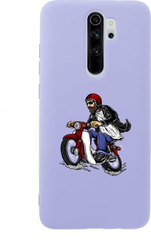 Xiaomi Redmi Note 8 Pro Motobiker Premium Silikonlu Lansman Lila Telefon Kılıfı