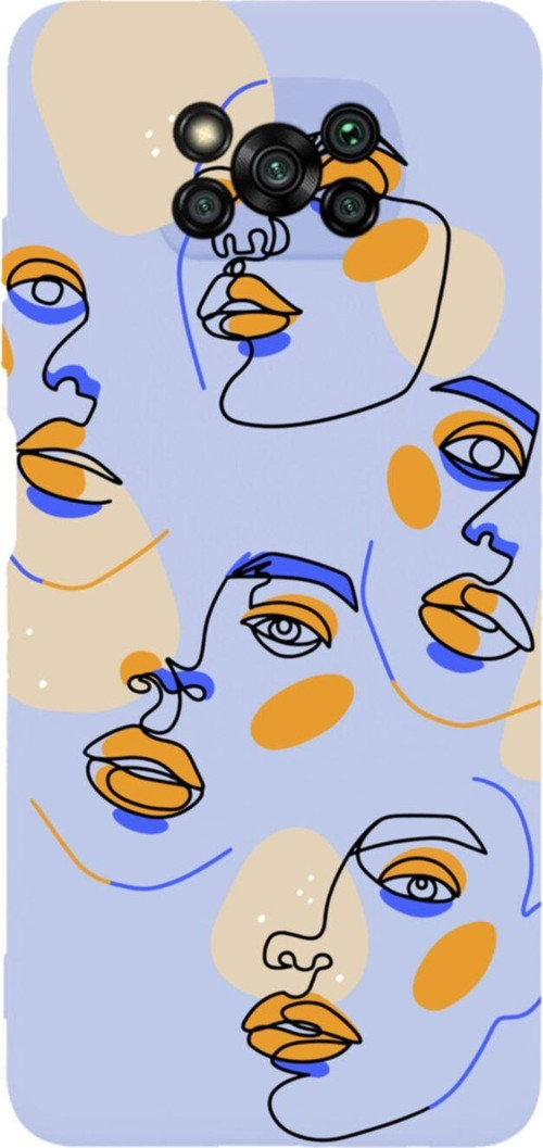 Poco X3 Pro Surreal Face Tasarımlı Premium Silikonlu Lansman Lila Telefon Kılıfı
