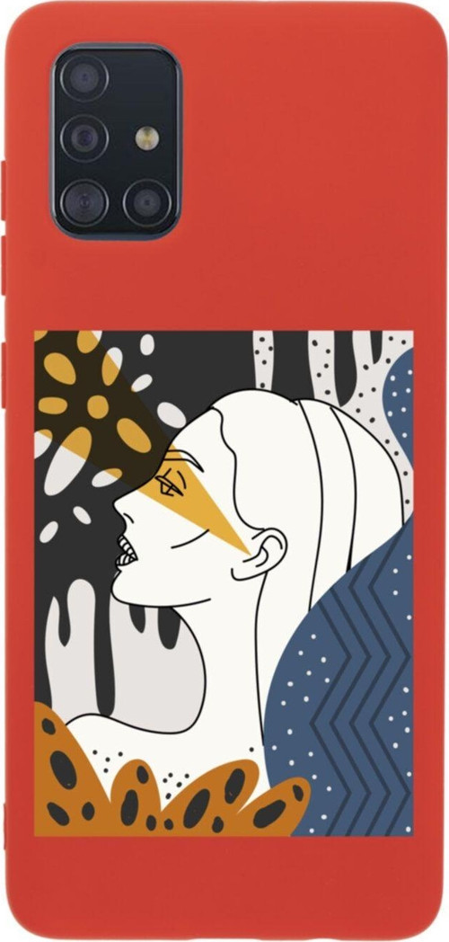 Samsung A51 Face Art Poster Premium Silikonlu Lansman Kırmızı Telefon Kılıfı