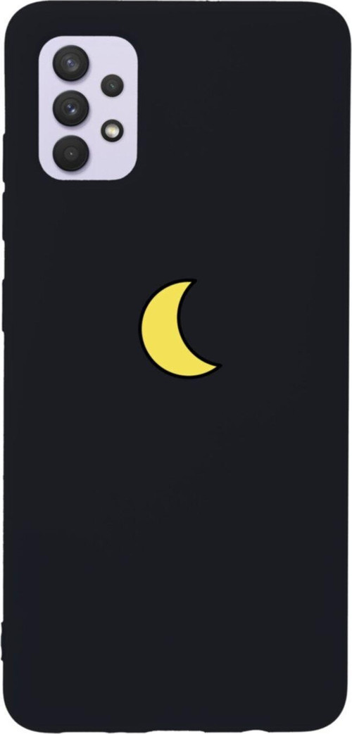 Samsung A32 Moon Slience Premium Silikonlu Lansman Siyah Telefon Kılıfı