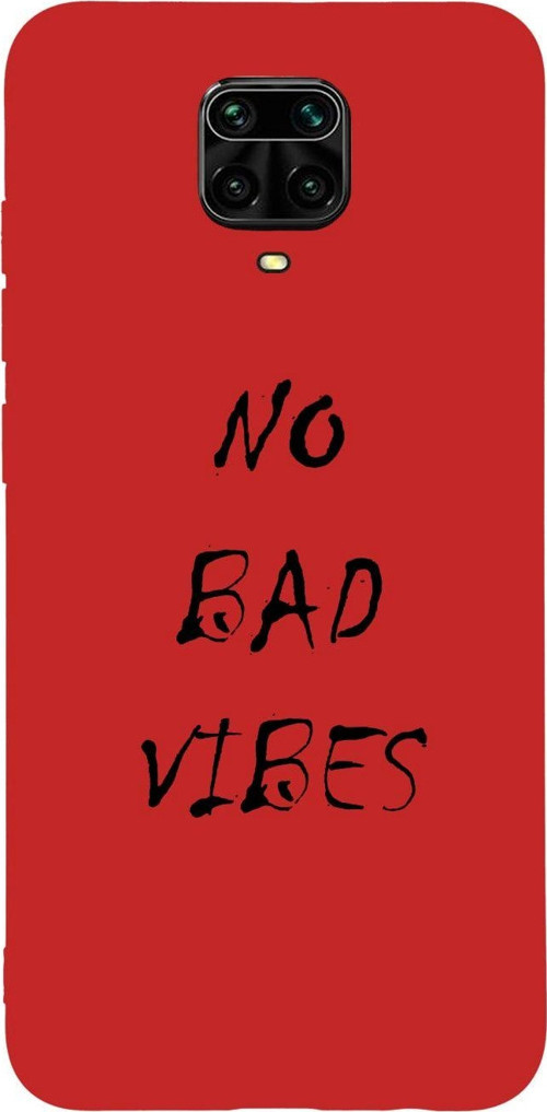 Xiaomi Redmi Note 9 Pro No Bad Vibes Desenli Premium Silikonlu Lansman Kırmızı Telefon Kılıfı