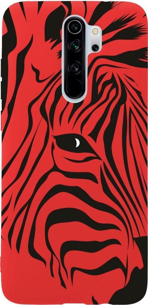 Xiaomi Redmi Note 8 Pro Zebra Head Desenli Premium Silikonlu Lansman Kırmızı Telefon Kılıfı