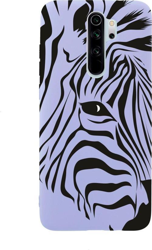 Xiaomi Redmi Note 8 Pro Zebra Head Desenli Premium Silikonlu Lansman Lila Telefon Kılıfı