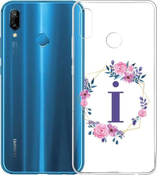 Mor Çiçekli Ii Harfli Şeffaf P20 Lite Telefon Kılıfı