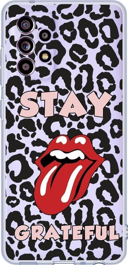Galaxy A32 Uyumlu Stay Gratefull Desenli Premium Şeffaf Silikonlu Telefon Kılıfı