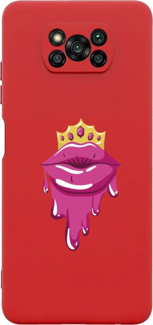 Poco M3 Pro Princess Lip Premium Silikonlu Lansman Kırmızı Telefon Kılıfı