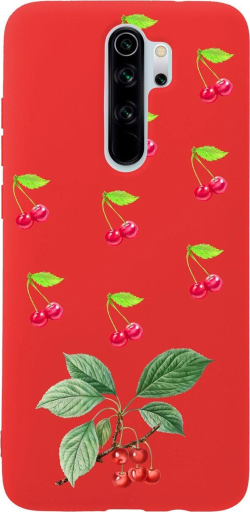 Xiaomi Redmi Note 8 Pro Kiraz Desenli Premium Silikonlu Lansman Kırmızı Telefon Kılıfı