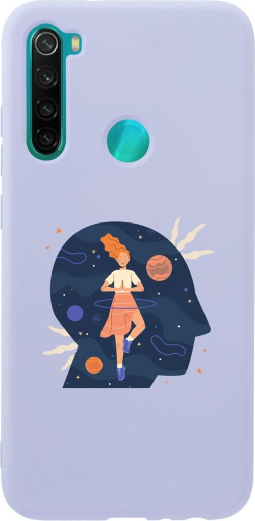 Xiaomi Redmi Note 8 Medidation Slience Premium Silikonlu Lansman Lila Telefon Kılıfı