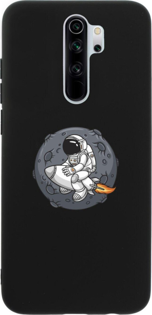 Xiaomi Redmi Note 8 Pro Gezegen Astronot Premium Silikonlu Lansman Siyah Telefon Kılıfı