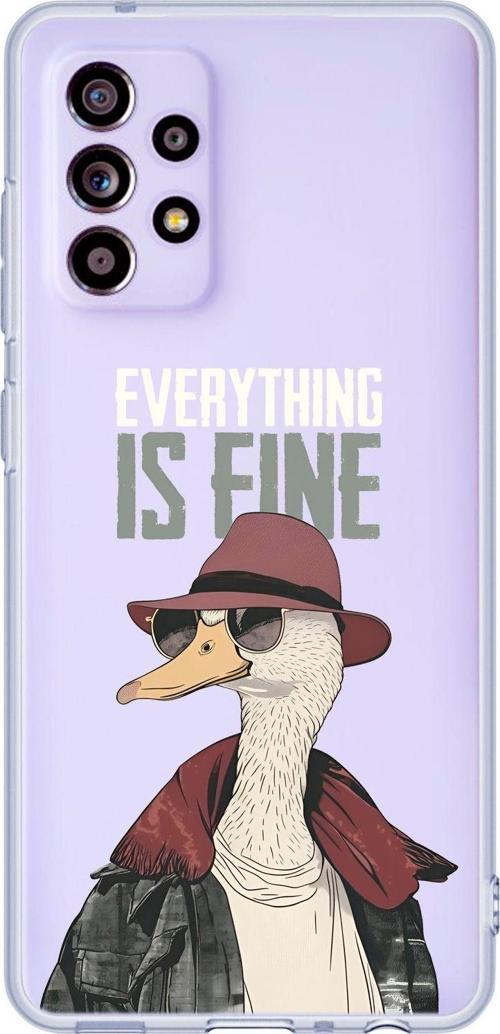 Galaxy A32 Uyumlu Everything İs Fine Desenli Şeffaf Silikonlu Telefon Kılıfı