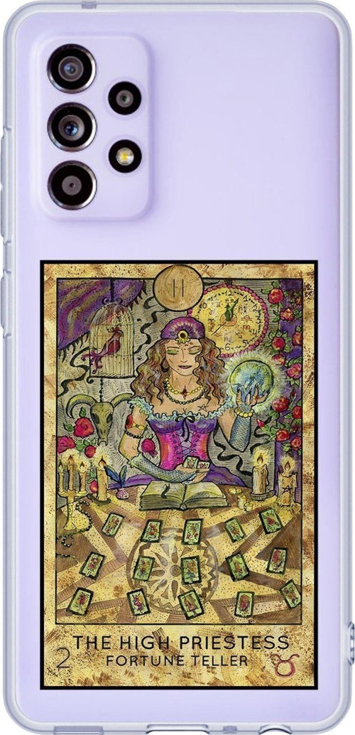 Galaxy A32 Uyumlu The High Priestess Desenli Premium Şeffaf Silikonlu Telefon Kılıfı