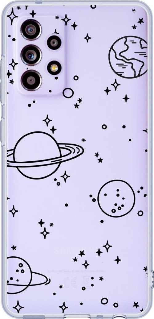 Galaxy A32 Uyumlu Galaxy Desenli Premium Şeffaf Silikonlu Telefon Kılıfı