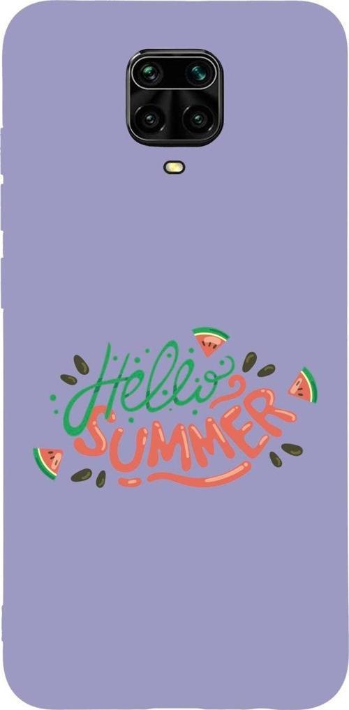 Xiaomi Redmi Note 9 Pro Hello Summer Desenli Premium Silikonlu Lansman Lila Telefon Kılıfı