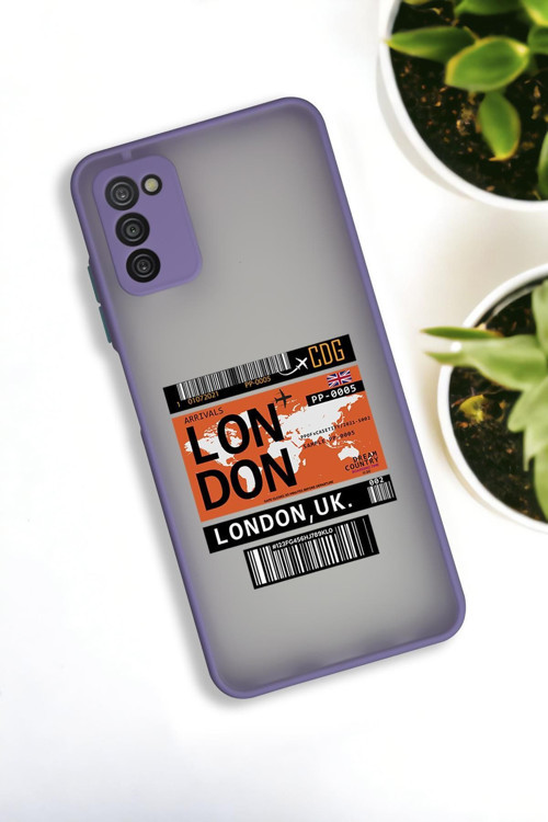 Samsung A03S Uyumlu London Yaprak Desenli Buzlu Şeffaf Lüx Telefon Kılıfı