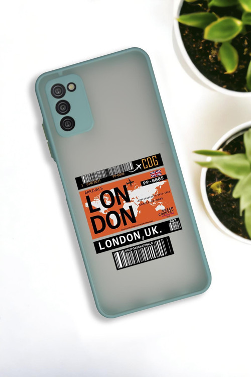 Samsung A03S Uyumlu London Yaprak Desenli Buzlu Şeffaf Lüx Telefon Kılıfı