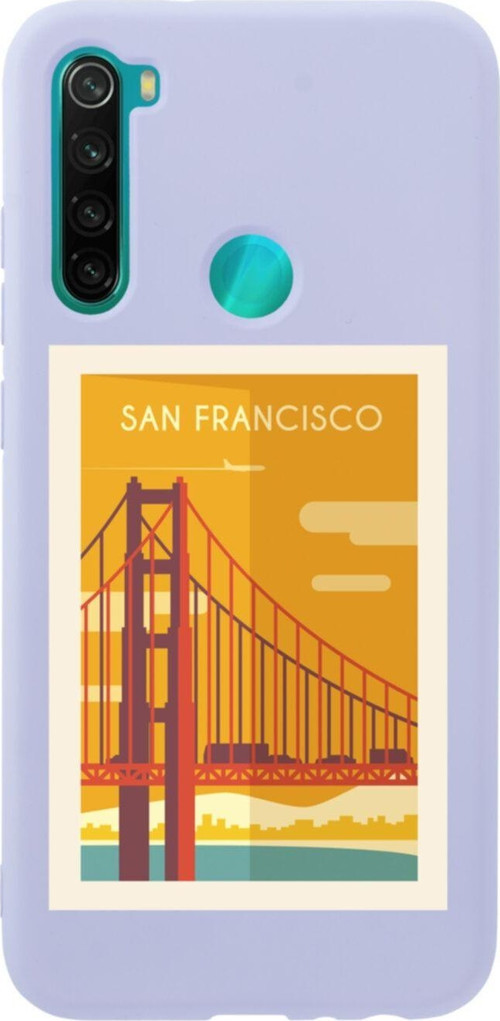 Xiaomi Redmi Note 8 San Fransisco Premium Silikonlu Lansman Lila Telefon Kılıfı