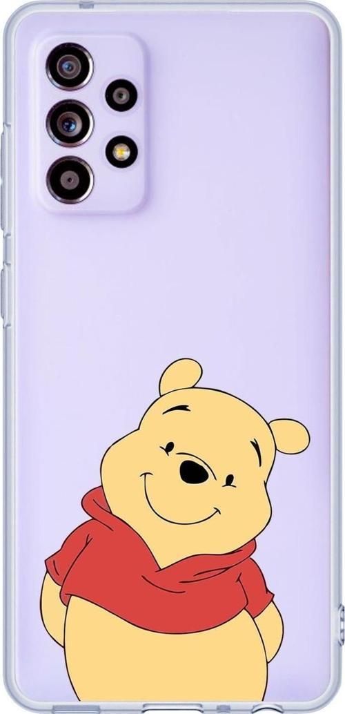 Galaxy A72 Uyumlu Pooh Desenli Premium Şeffaf Silikonlu Telefon Kılıfı