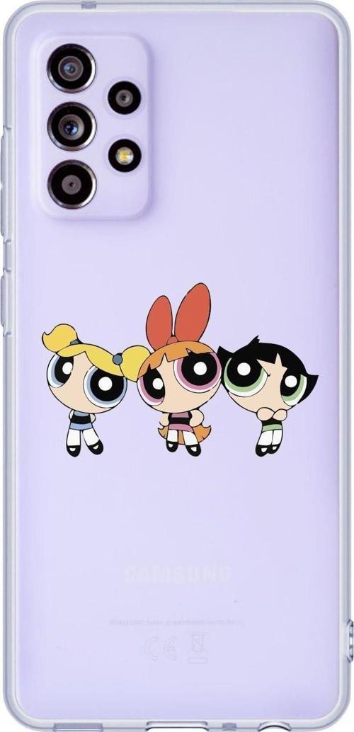 Galaxy A72 Uyumlu Powerpuff Girls Desenli Premium Şeffaf Silikonlu Telefon Kılıfı