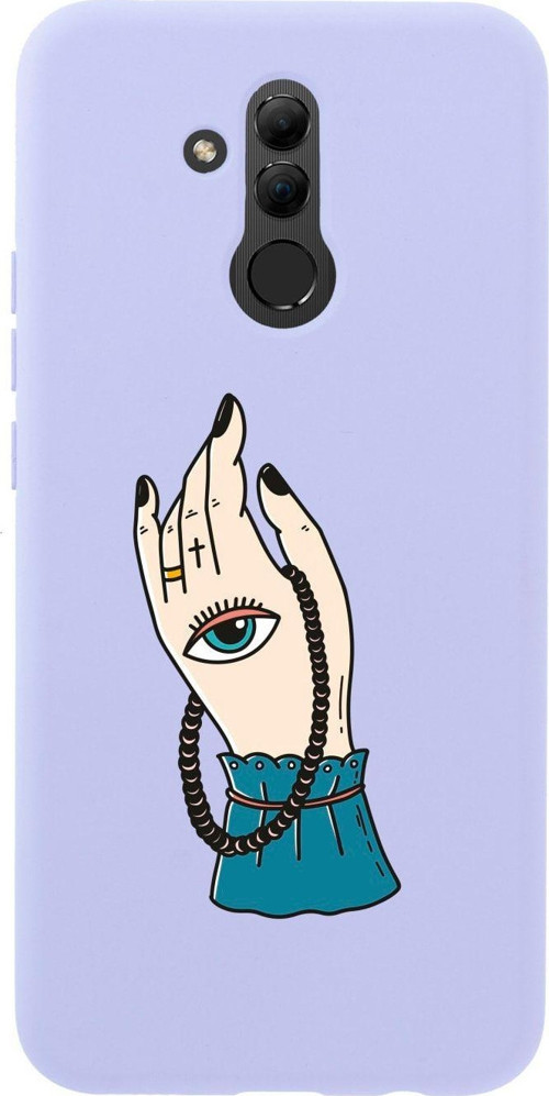 Huawei Mate 20 Lite El Ve Göz Desenli Premium Silikonlu Lansman Lila Telefon Kılıfı