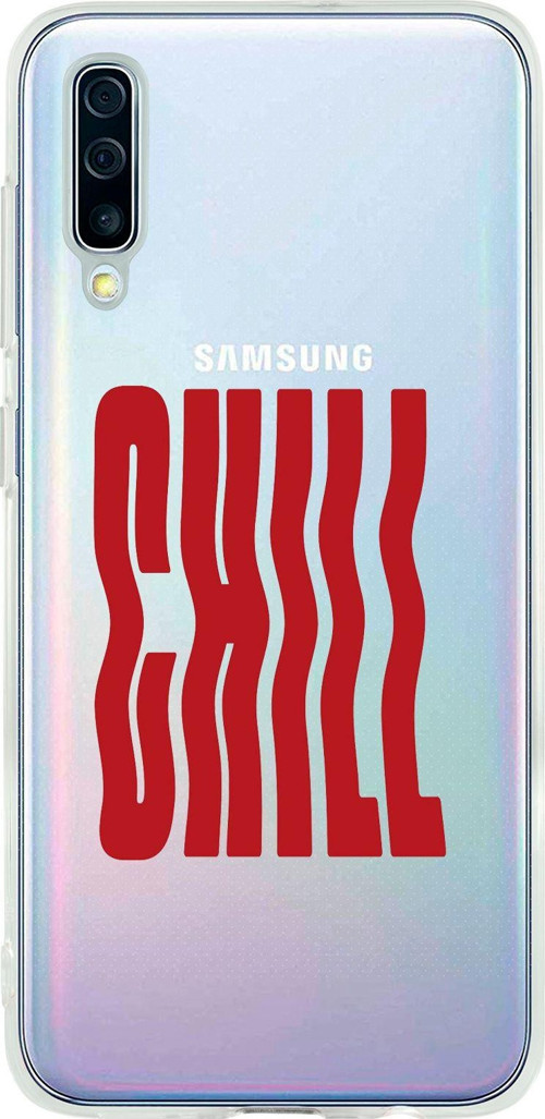 Galaxy A50 Uyumlu Chill Desenli Şeffaf Silikonlu Telefon Kılıfı