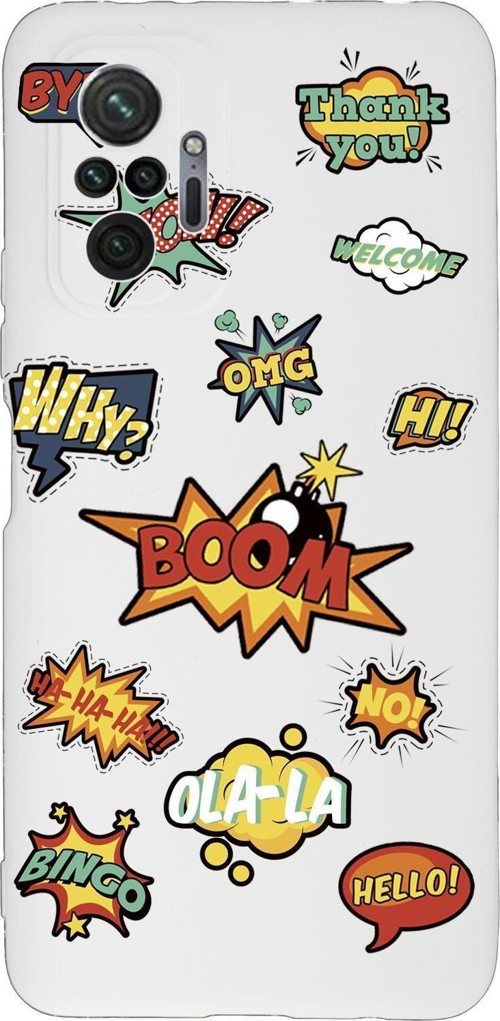 Xiaomi Redmi Note 10 Pro Max Stickers Desenli Premium Silikonlu Telefon Kılıfı