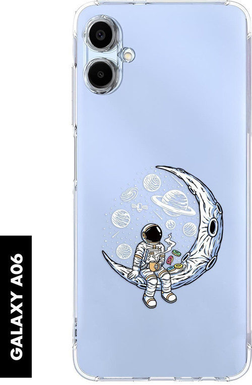 Samsung A06 Uyumlu Keyifli Astronot Desenli Premium Silikonlu Şeffaf Telefon Kılıfı