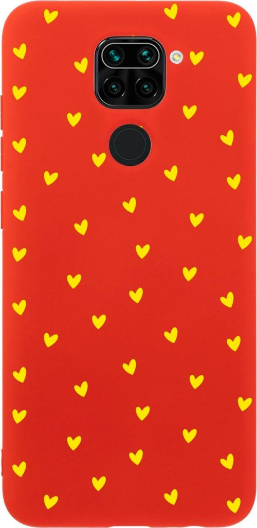 Xiaomi Redmi Note 9 Minik Kalpler Sarı Desenli Premium Silikonlu Lansman Kırmızı Telefon Kılıfı