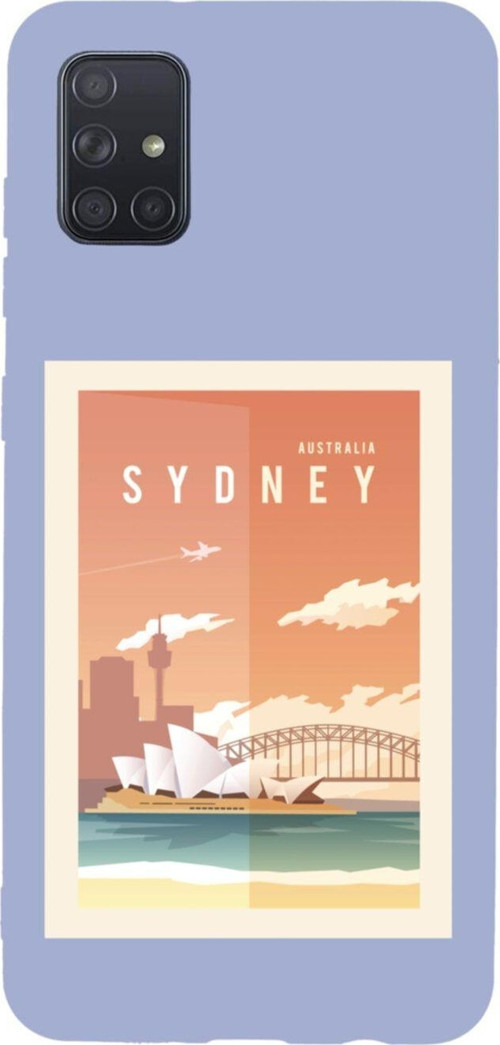 Samsung A71 Sydney Australia Tasarımlı Premium Silikonlu Lansman Lila Telefon Kılıfı
