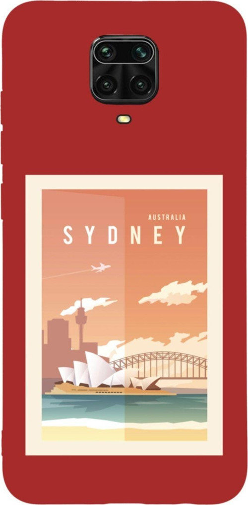 Xiaomi Redmi Note 9 Pro Sydney Australia Tasarımlı Premium Silikonlu Lansman Kırmızı Telefon Kılıfı