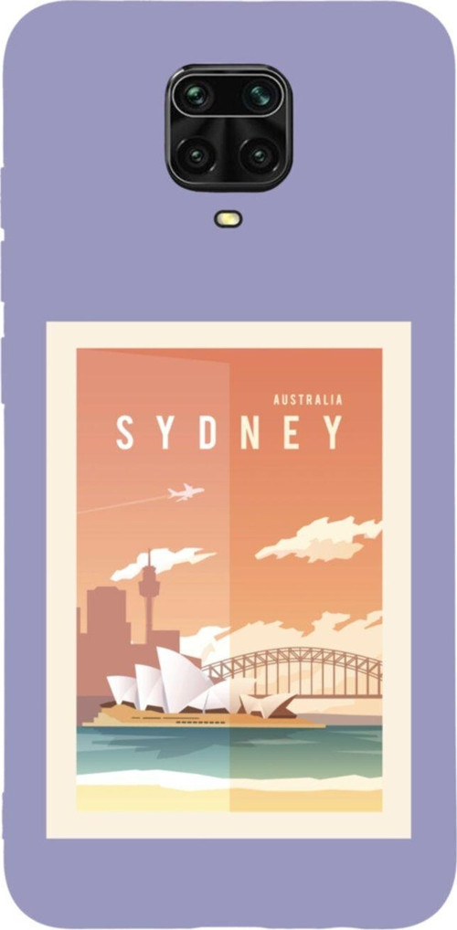 Xiaomi Redmi Note 9 Pro Sydney Australia Tasarımlı Premium Silikonlu Lansman Lila Telefon Kılıfı