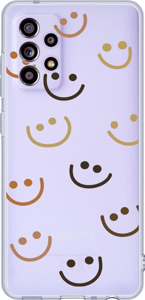Galaxy A52 Uyumlu Smile Desenli Premium Şeffaf Silikonlu Telefon Kılıfı