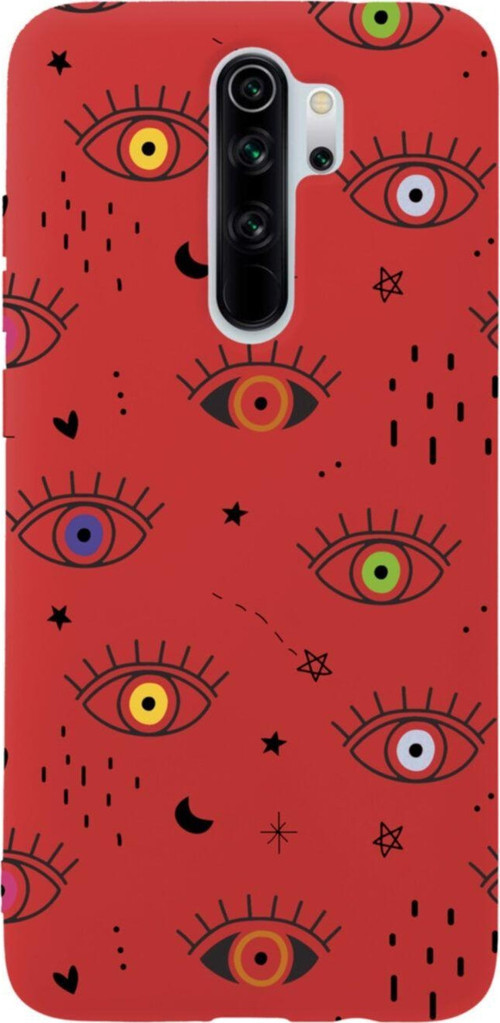 Xiaomi Redmi Note 8 Pro Renkli Gözler Premium Silikonlu Lansman Kırmızı Telefon Kılıfı