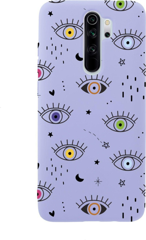 Xiaomi Redmi Note 8 Pro Renkli Gözler Premium Silikonlu Lansman Lila Telefon Kılıfı