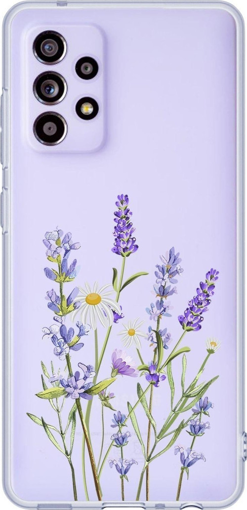 Galaxy A32 Uyumlu Lavender Desenli Premium Şeffaf Silikonlu Telefon Kılıfı