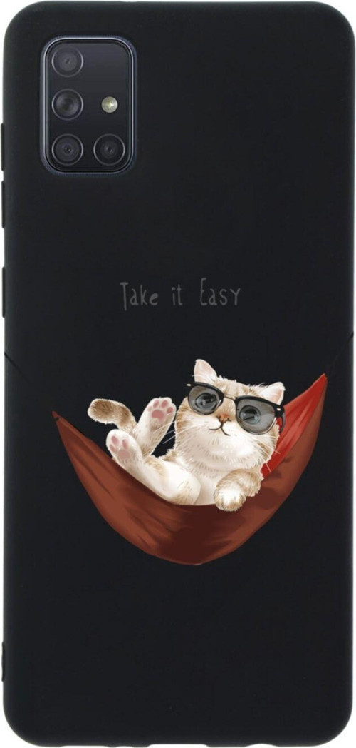 Samsung A71 Take It Easy Tasarımlı Premium Silikonlu Lansman Siyah Telefon Kılıfı