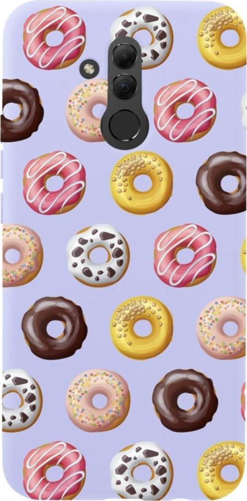 Huawei Mate 20 Lite Donutlar Premium Silikonlu Lansman Lila Telefon Kılıfı