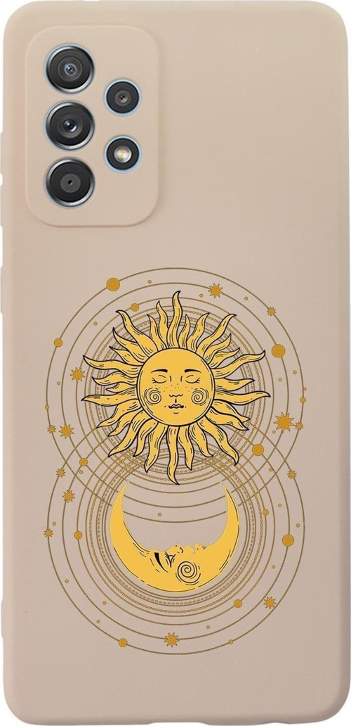 Galaxy A13 Uyumlu Moon And Sun Desenli Premium Silikonlu Lansman Telefon Kılıfı