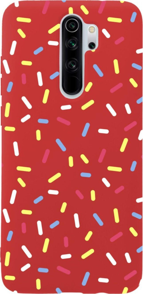 Xiaomi Redmi Note 8 Pro Renkli Noktalar Premium Silikonlu Lansman Kırmızı Telefon Kılıfı