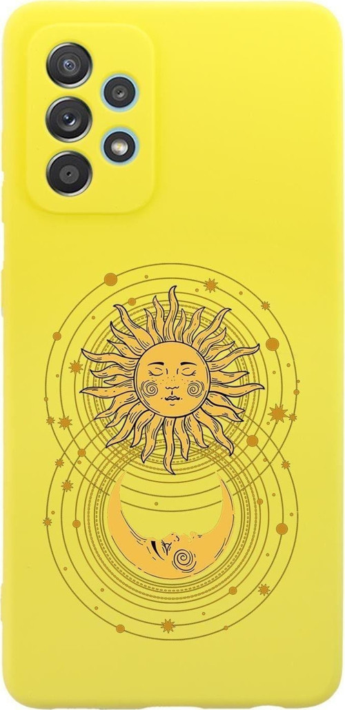 Galaxy A13 Uyumlu Moon And Sun Desenli Premium Silikonlu Lansman Telefon Kılıfı
