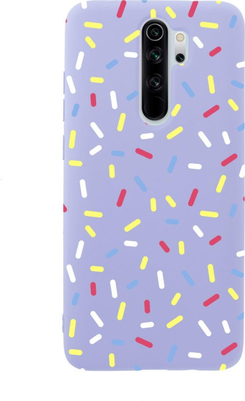 Xiaomi Redmi Note 8 Pro Renkli Noktalar Premium Silikonlu Lansman Lila Telefon Kılıfı