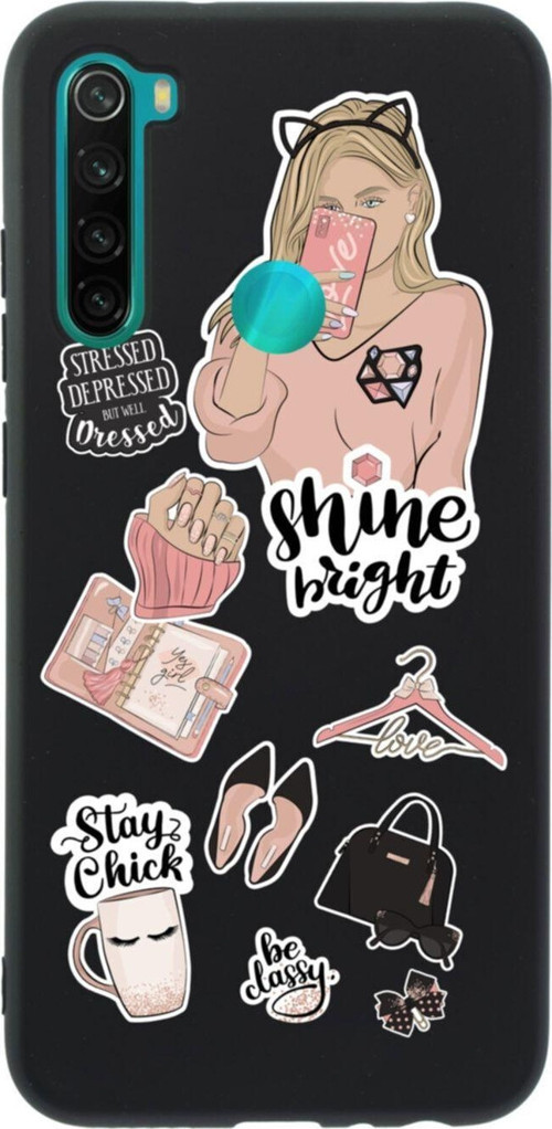 Xiaomi Redmi Note 8 Shine Bright Premium Silikonlu Lansman Siyah Telefon Kılıfı